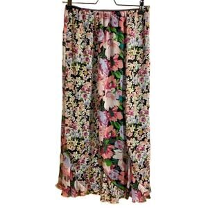 VTG Cottagecore Long Skirt S/P Maxi Floral Flowy Boho Festival Pleated Garden